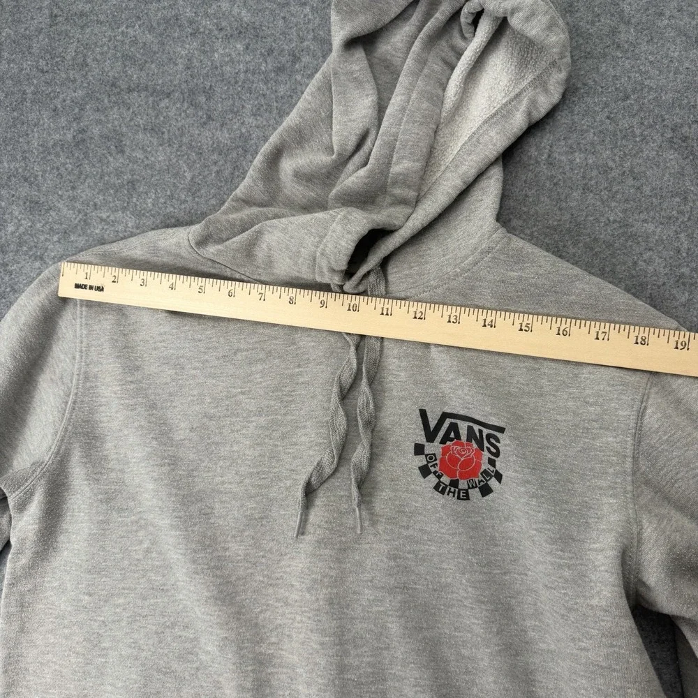 Vans Rose Off The Wall Gray Mens Small Fleece Hoodie Pullover Sweatshirt Skater